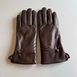 Brown faux leather classic gloves